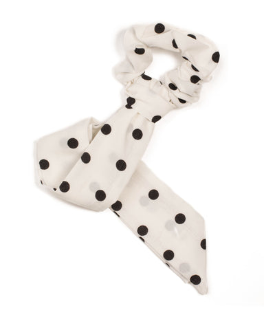 White Scrunchie With Detachable Scarf
