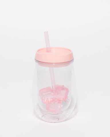 Pink Double Wall Drink Cup With Ice