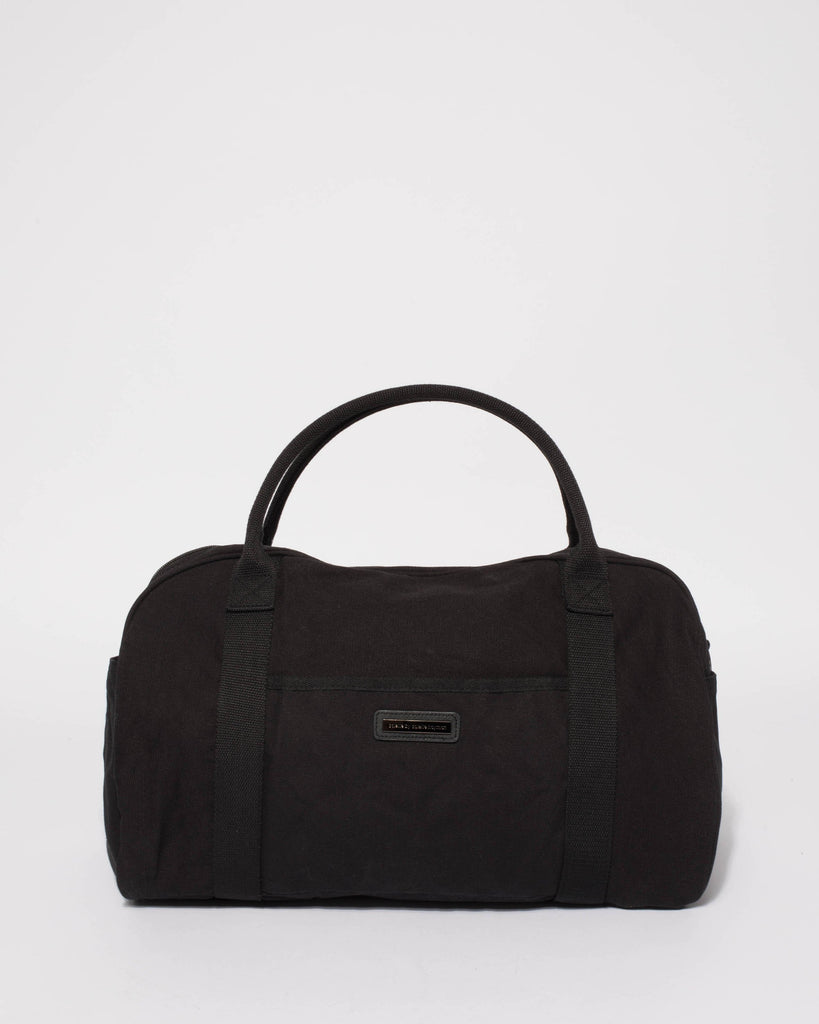 Black Folded Canvas Weekender Bag