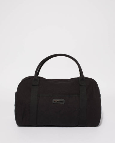 Black Folded Canvas Weekender Bag