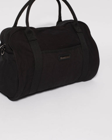 Black Folded Canvas Weekender Bag