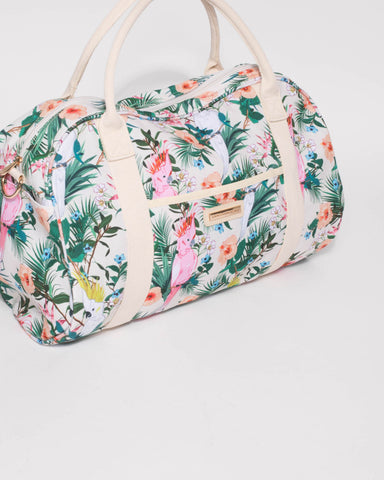 Multi Colour Hibiscus Folded Canvas Weekender Bag