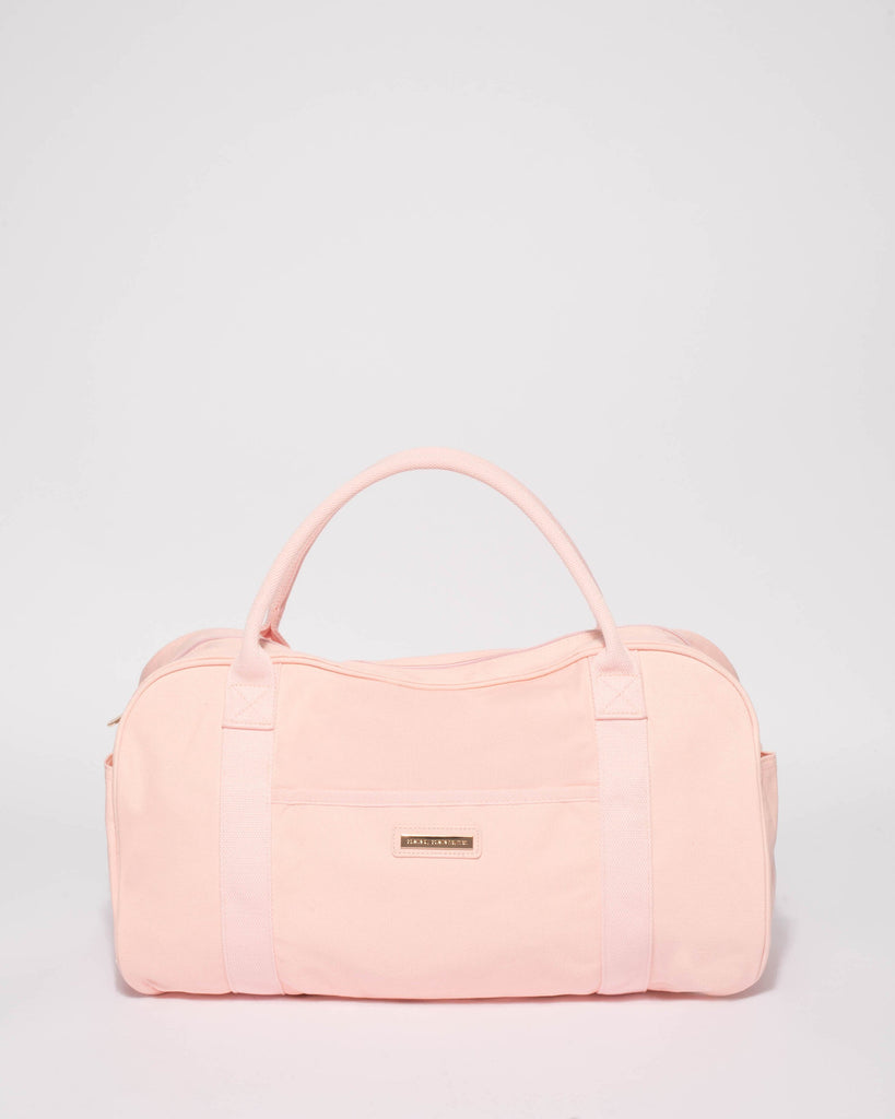 Pink Folded Canvas Weekender Bag