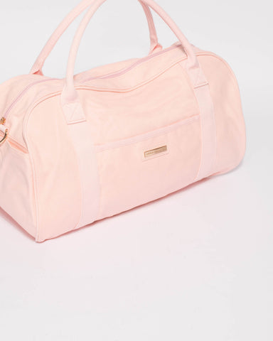 Pink Folded Canvas Weekender Bag