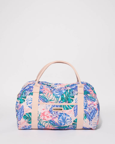 Multi Colour Leaf Folded Canvas Weekender Bag