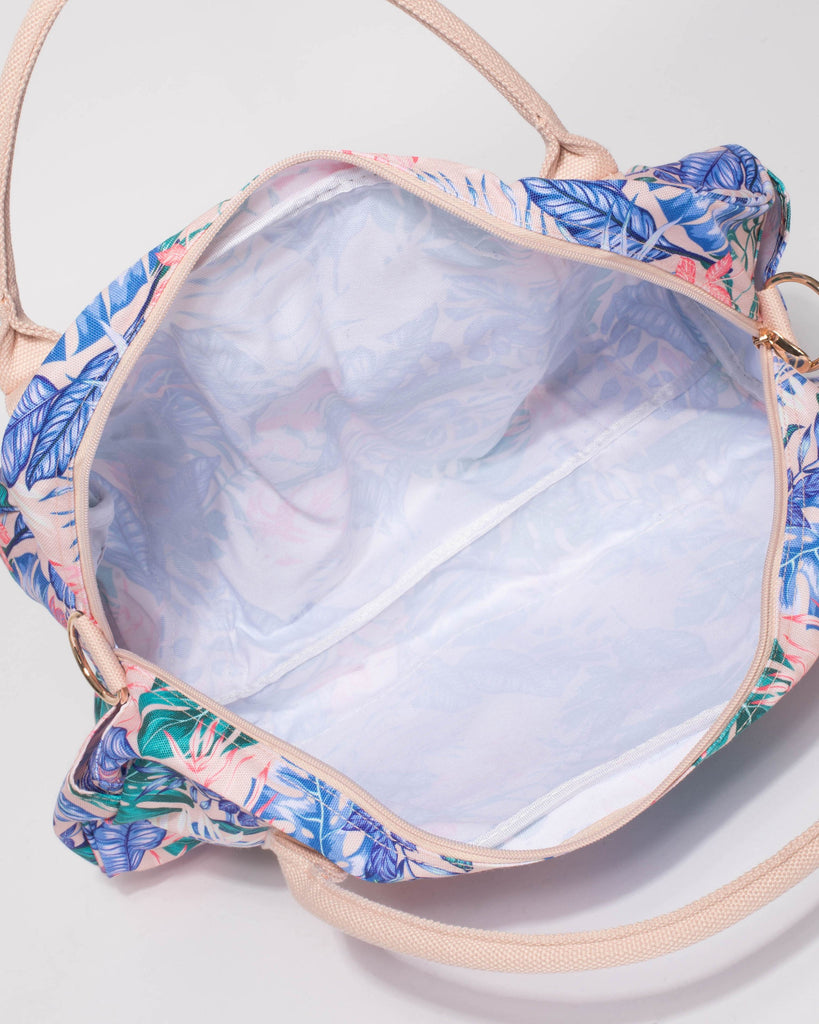 Multi Colour Leaf Folded Canvas Weekender Bag