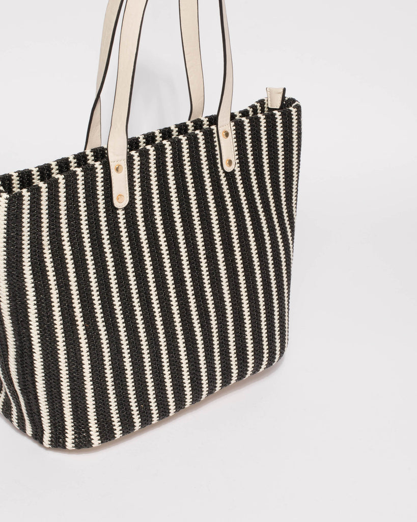 Monochrome Maya Weave Slouch Tote Bag
