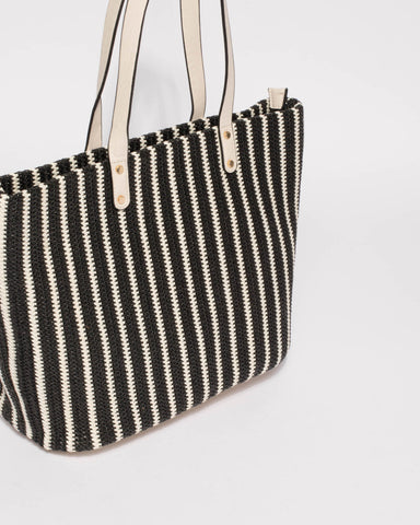 Monochrome Maya Weave Slouch Tote Bag