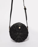 Eva Black Weave Circle Crossbody Bag