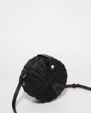 Eva Black Weave Circle Crossbody Bag