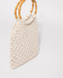Ivory Crochet Cane Small Bag