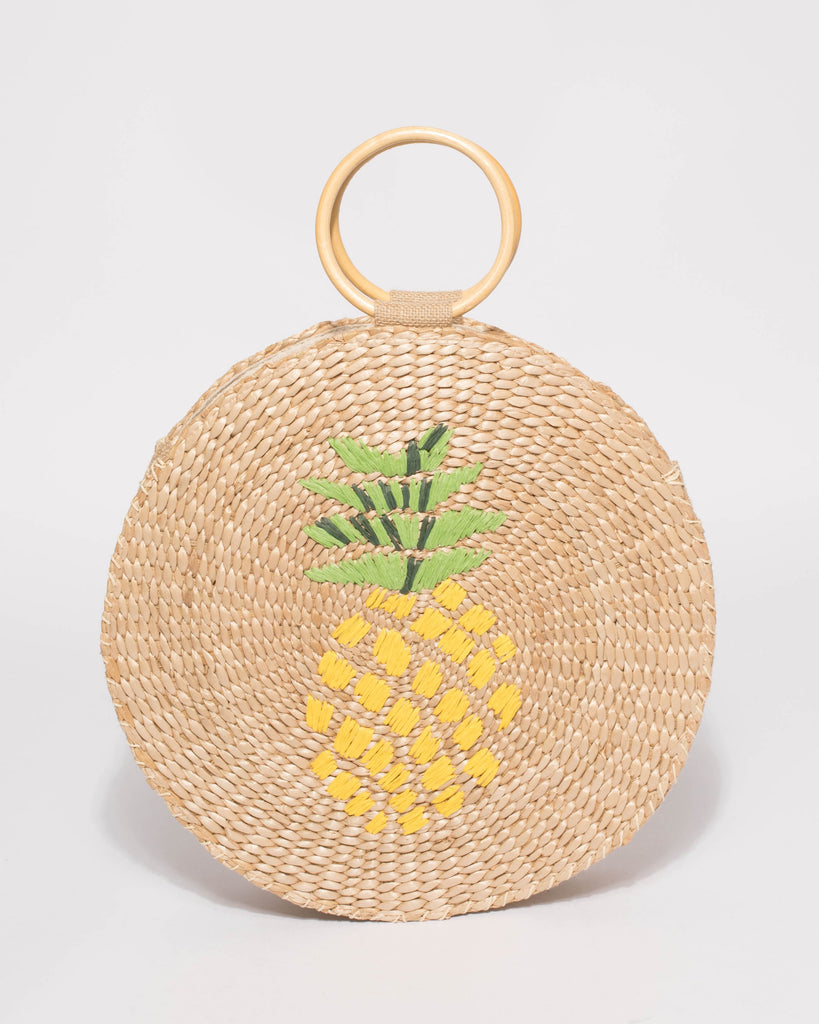 Natural Round Medium Weave Bag