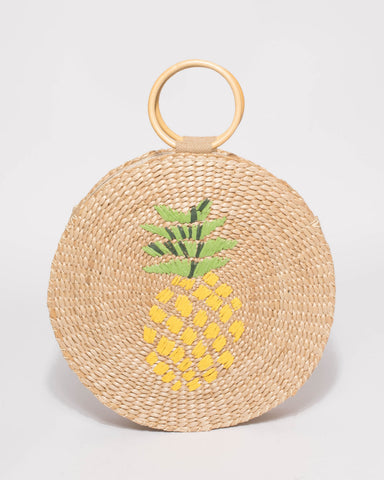 Natural Round Medium Weave Bag