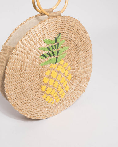 Natural Round Medium Weave Bag