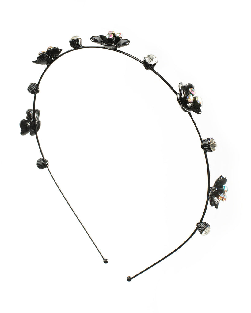 Black Metal Petal Fine Bar Headband