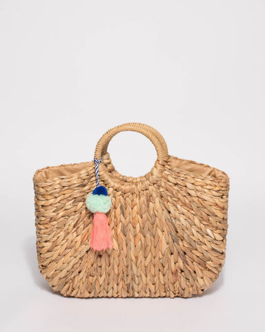 Natural Leon Basket Tote Bag