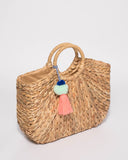 Natural Leon Basket Tote Bag