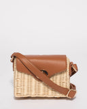 Natural Bobbi Straw Box Crossbody Bag