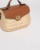 Natural Bailey Straw Top Handle Large Crossbody Bag
