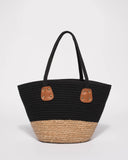 Black And Natural Summer Weave Tote Bag