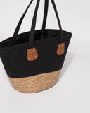 Black And Natural Summer Weave Tote Bag