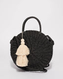 Black Lisa Circle Weave Tote Bag