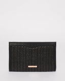 Black Natalia Weave Clutch Bag