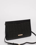 Black Natalia Weave Clutch Bag