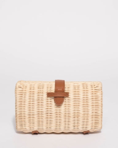 Natural Kiki Weave Small Clutch Bag