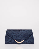Navy Lace Kelsey Evening Clutch Bag