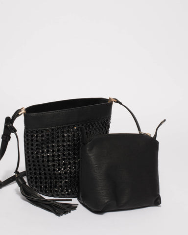 Black Weave Billie Small Bag