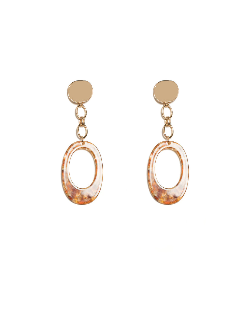 Brown Gold Tone Chain Drop Acrylic Earrings