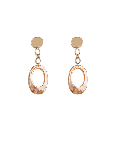 Brown Gold Tone Chain Drop Acrylic Earrings