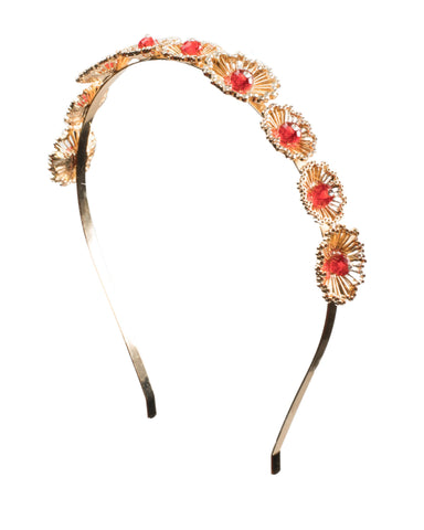 Red Center Bead Diamante Edge Headband