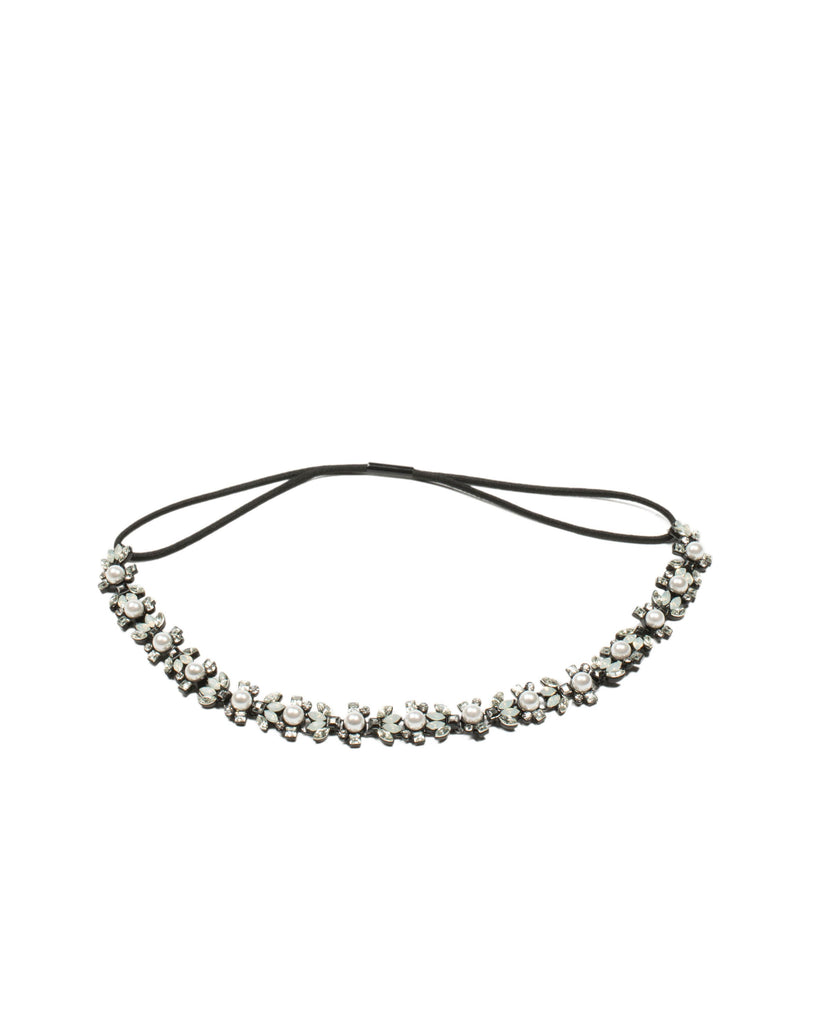 Pearl And Black Stone Elastic Headband