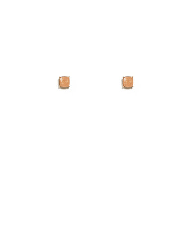 Gold Tone Square Stone Stud Earrings