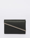 Black Mini Hannah Diagonal Clutch Bag With Silver Tone Hardware