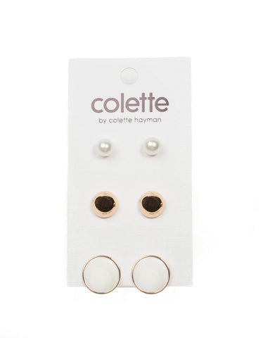 Ivory Gold Tone Stud And Pearl Earring Pack