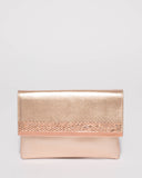 Rose Gold Glam Panel Clutch With Rose Gold Hardware