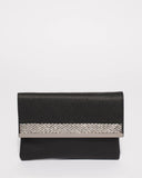 Black Glam Panel Clutch With Gunmetal Hardware