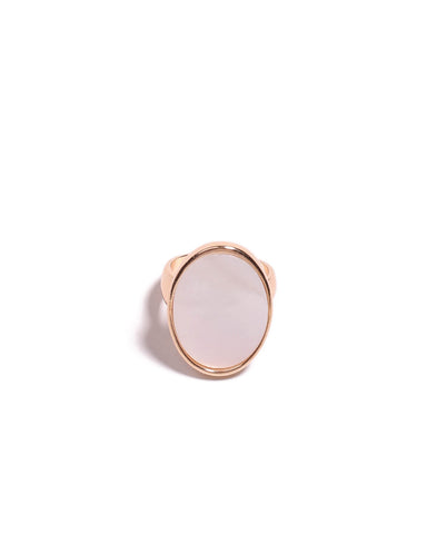 Ivory Gold Tone Oval Stone Cocktail Ring - Large