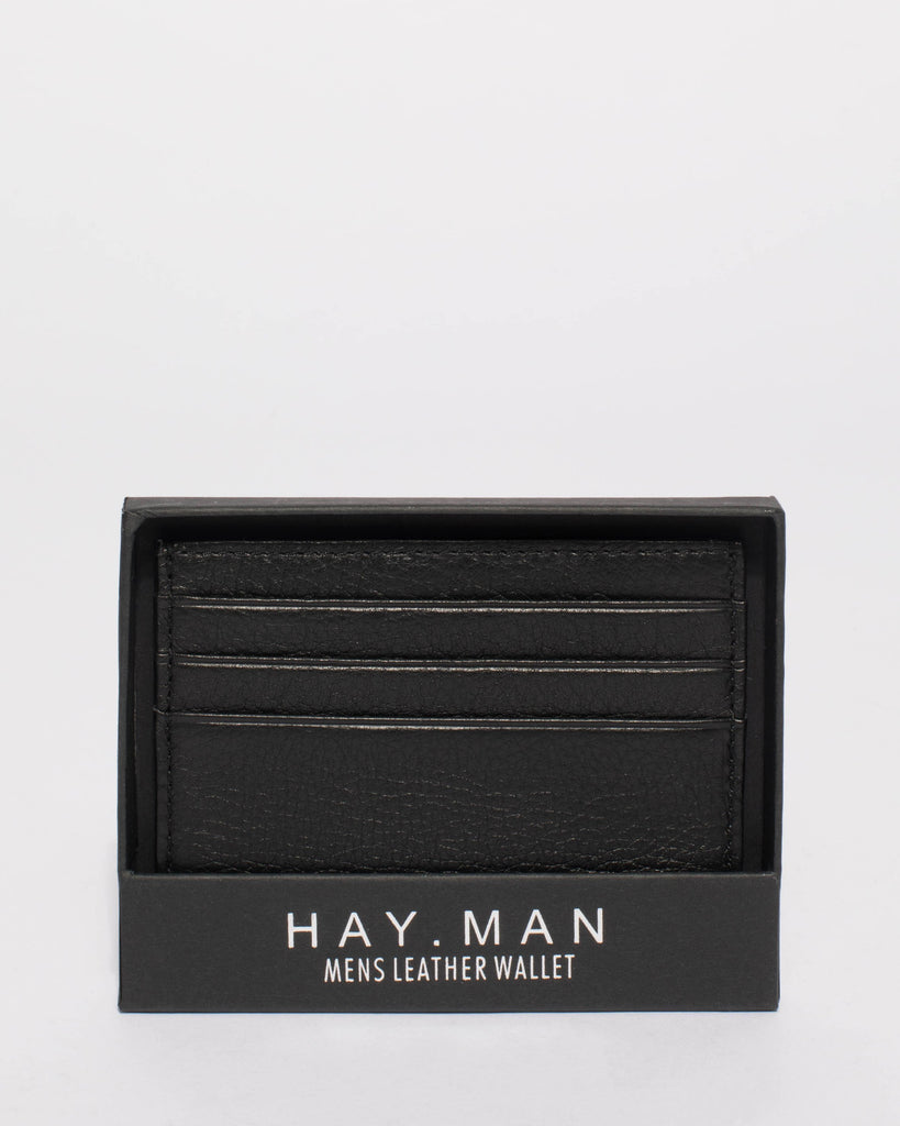 Leo Black Leather Credit Card Wallet