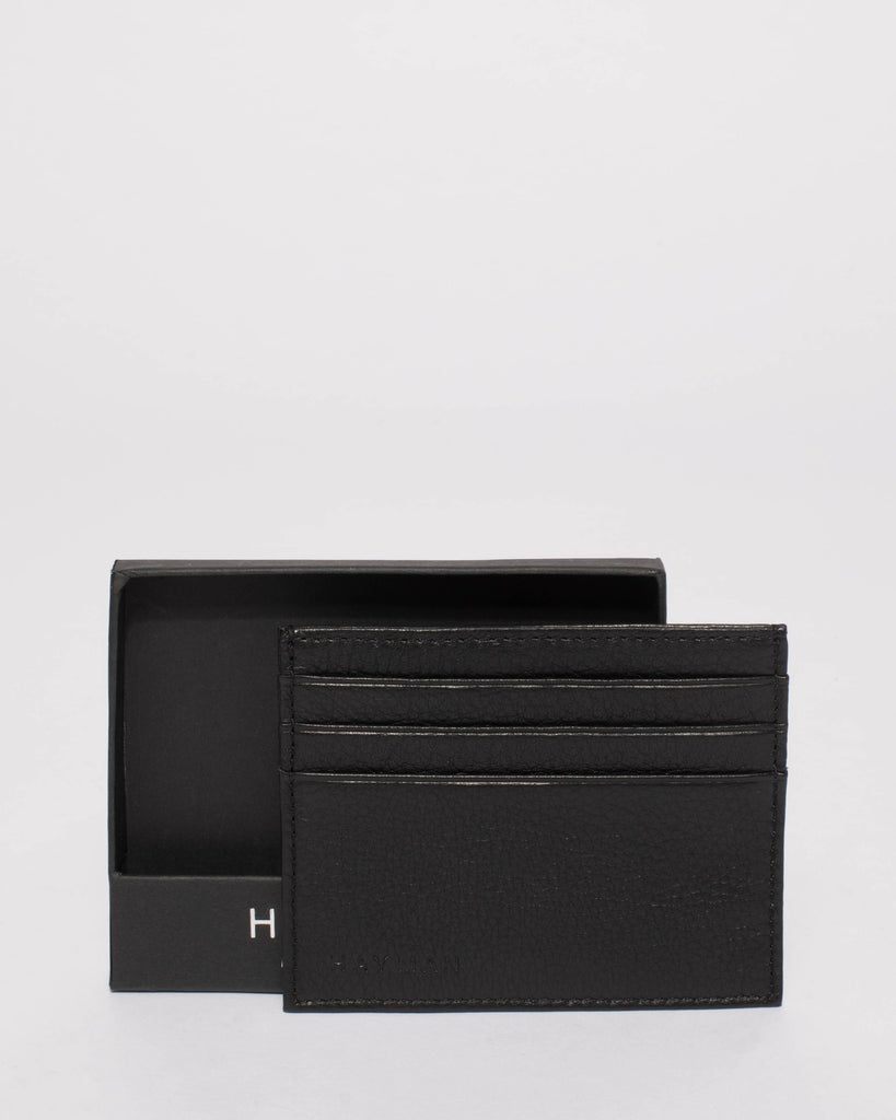 Leo Black Leather Credit Card Wallet