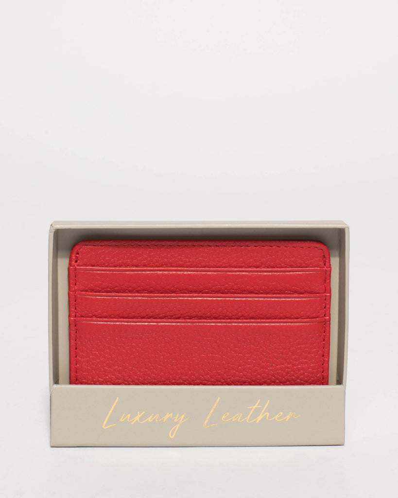 Red Leather Megan Credit Card Purse
