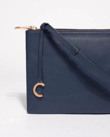 Navy Leather Margot Crossbody Bag