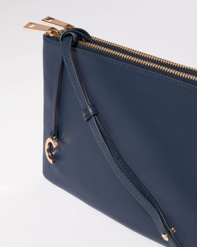 Navy Leather Margot Crossbody Bag
