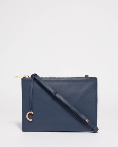 Navy Leather Margot Crossbody Bag