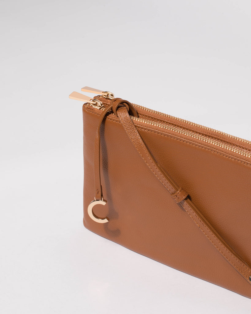 Tan Leather Margot Crossbody Bag
