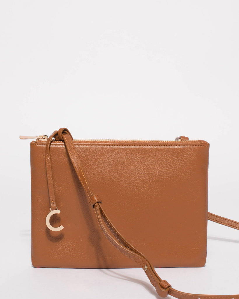 Tan Leather Margot Crossbody Bag