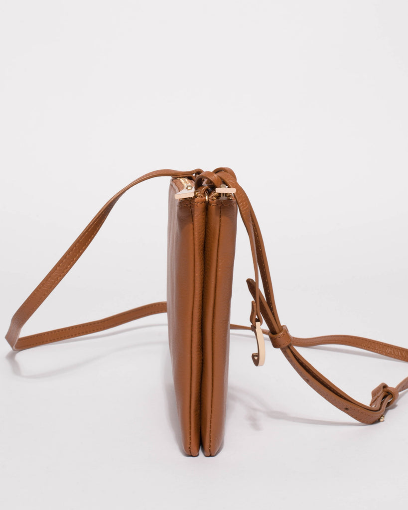 Tan Leather Margot Crossbody Bag